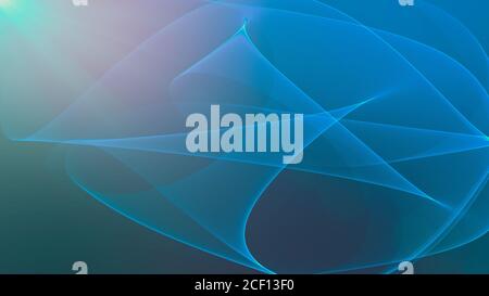Green line wave with small particle dots. Abstract background illustration. 3D rendering Stock Photo