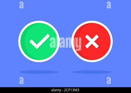 color check marks with x and tick Stock Vector