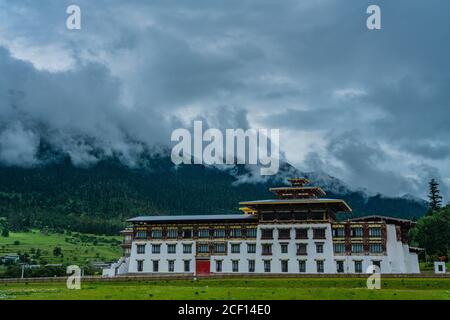Mountain and valley landscape in Nyingchi, in Tibet, summer time, with fog, Stock Photo