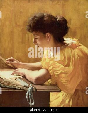 Foster Herbert Wilson - the Yellow Dress - British School - 19th  Century Stock Photo