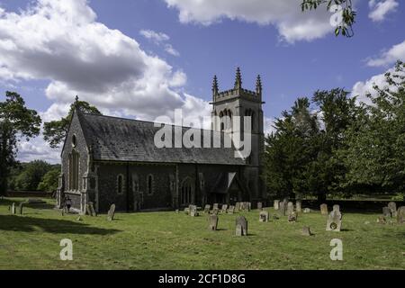 BURY ST EDMUNDS, UNITED KINGDOM - Aug 02, 2020: The church of St Mary's in the grounds of Ickworth House and the resting place of the Hervey Family Stock Photo