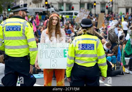 London, UK. Peaceful protest at an Extinction Rebellion protest in Parliament Square, 1st September 2020 Stock Photo