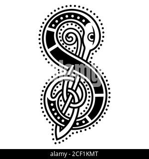 Initial letter, ornamental letters, calligraphy handwritten logo, the letter S in Celtic style Stock Vector