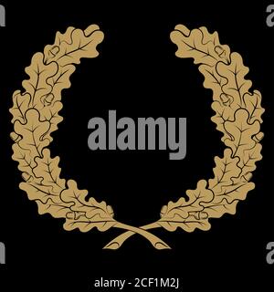 Wreath of Oak branches, vintage illustration, Branches of oaks. Oak Wreath symbol of victory Stock Vector