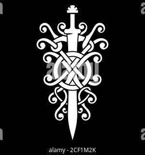 Old Norse, Viking design. The sword of the Viking and Norse pattern Stock Vector