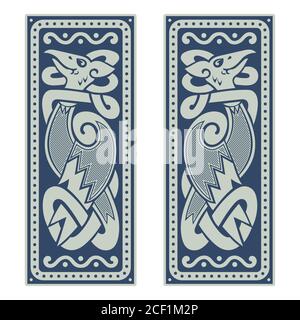 The Phoenix bird. Illustration in the Scandinavian Celtic style Stock Vector
