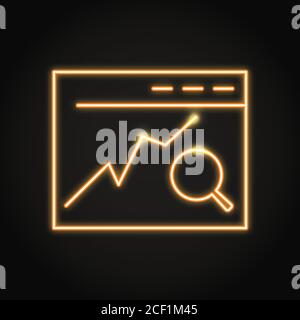 Search engine optimization icon in neon line style. SEO data analysis concept. Vector illustration. Stock Vector