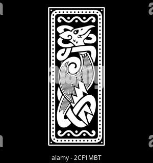 The Phoenix bird. Illustration in the Scandinavian Celtic style Stock Vector