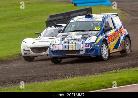 Darren Scott in Citroen C2 racing in the Super 1600 at the 5 Nations British Rallycross event at Lydden Hill, Kent, UK. During COVID-19 Stock Photo