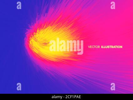 Flying meteor. Cosmic object. Futuristic design. Abstract background. 3D Vector illustration. Stock Vector