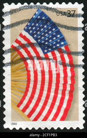 UNITED STATES - CIRCA 2003: stamp printed by United States of America, shows fantail USA flag, circa 2003 Stock Photo