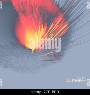 Burst, fire and explosion. Abstract vector illustration with dynamic effect. Background for advertising, marketing and presentation. Stock Vector