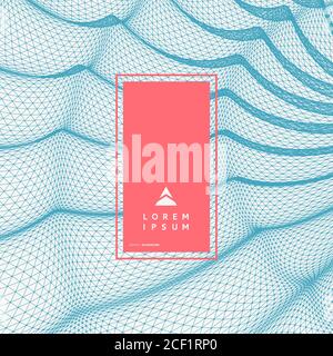 Wavy grid background. 3d abstract vector illustration. Stock Vector