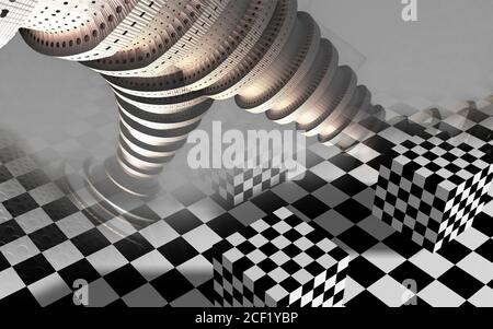 abstract geometric composition 3d illustration.