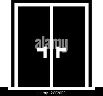 double wooden door glyph icon vector illustration Stock Vector