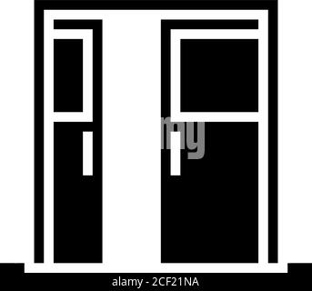 sliding double door glyph icon vector illustration Stock Vector