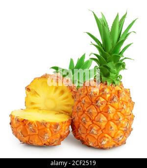 pineapple and half isolated on white background with clipping path and full depth of field Stock Photo