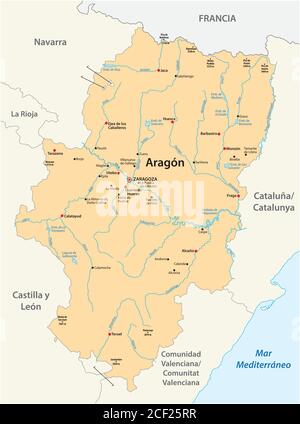 Aragon autonomous community location map within Spain. Vector ...