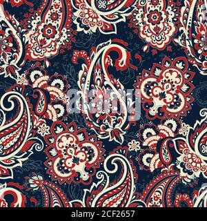 vintage pailsey pattern in indian batik style. floral vector background Stock Vector
