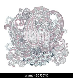 Colorful Paisley Damask ornament. Isolated Vector illustration Stock Vector