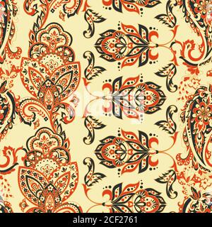 Folkloric Batik vector ornament. Ethnic Floral seamless pattern. Stock Vector