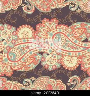 Damask style paisley floral seamless pattern Stock Vector