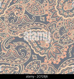 Seamless Paisley pattern in asian ethnic style. Floral vector illustration Stock Vector