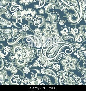 Floral seamless pattern with paisley ornament. Stock Vector