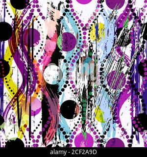abstract pattern background, with circles, waves, strokes and splashes, grungy Stock Vector