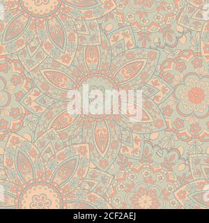Colorful floral seamless pattern. Vector ethnic mandala background Stock Vector