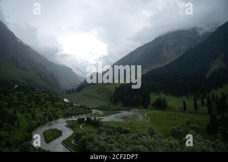 Betaab Valley is the best local sightseeing spot in Pahalgam, Jammu Kashmir, India Stock Photo