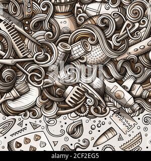 Cartoon cute doodles Hair salon frame design Stock Vector