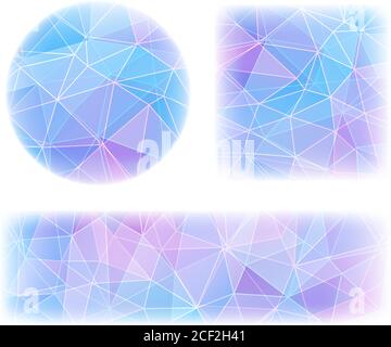 Set of three banners with abstract polygonal geometric background. Stock Vector