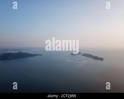 Aerial view Batu Kawan and Pulau Aman in evening. Stock Photo