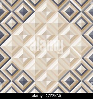 Geometrical pattern in dark gray&golden colors, seamless vector background. Stock Vector