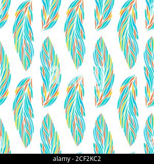 Floral pattern with leaves in light-blue colors. Seamless vector background. Stock Vector