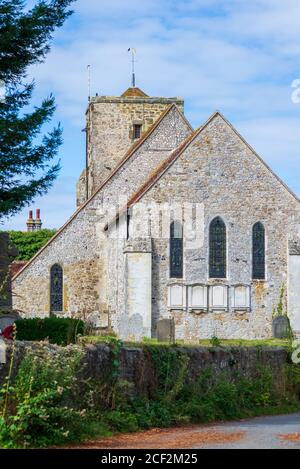 Church of St Michael in the picturesque village of Amberley, South Downs National Park, West Sussex, UK Stock Photo