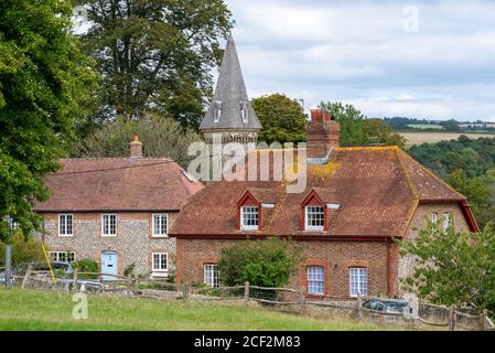 Church and village of St Leonard's, South Downs National Park, West Sussex, UK Stock Photo