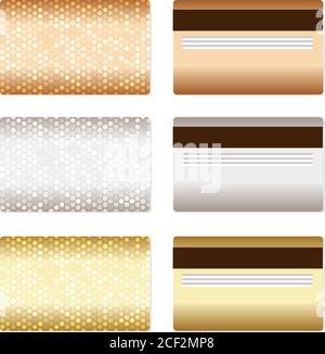 Set of luxury metallic backgrounds. Bronze, silver, gold. For discount, credit, gift cards or other design. Stock Vector