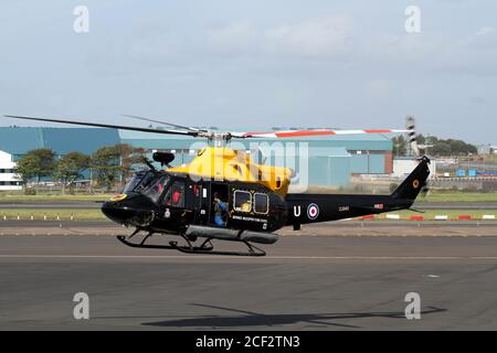 Prestwick, Ayrshire, Scotland, 31 Aug 2013 RAF defence helicopter flying school takes off Stock Photo