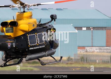 Prestwick, Ayrshire, Scotland, 31 Aug 2013 RAF defence helicopter flying school takes off Stock Photo