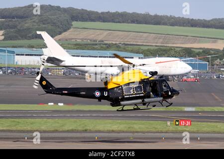 Prestwick, Ayrshire, Scotland, 31 Aug 2013 RAF defence helicopter flying school takes off Stock Photo