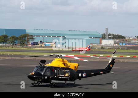 Prestwick, Ayrshire, Scotland, 31 Aug 2013 RAF defence helicopter flying school takes off Stock Photo