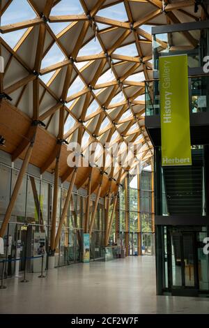 UK, England, Coventry, Herbert Art Gallery and Museum, interior glazed atrium Stock Photo