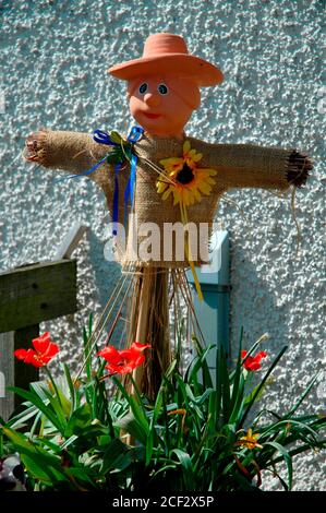 An exhibit at the Scarecrow Festival held annually at the village of Wray, near Lancaster, UK.  Miniature scarecrow. Stock Photo