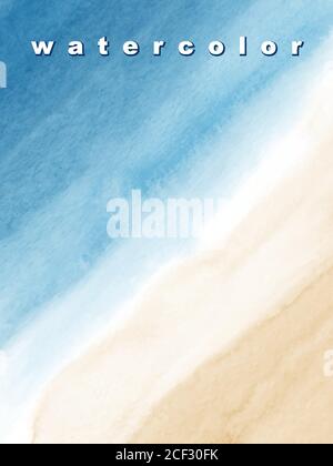Abstract top view nature background design, blue sea and beach with watercolor texture brushes. Stain artistic vector used as being an element in the Stock Vector
