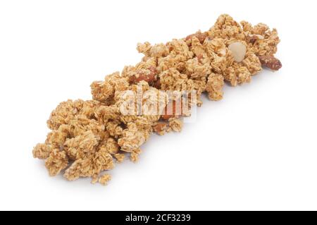 Studio shot of breakfast cereal granola cut out against a white background - John Gollop Stock Photo