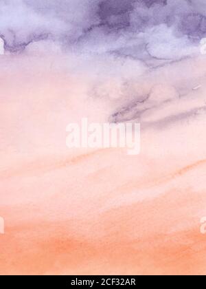 Sunset sky purple and orange cloudy Abstract design with watercolor paintbrush for nature background. Stain artistic vector used as being an element i Stock Vector