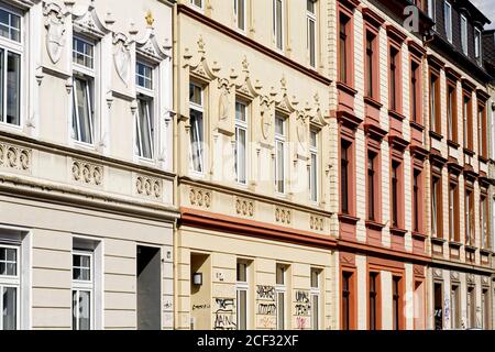 colourful facades of houses from the late nineteenth century in cologne ehrenfeld Stock Photo
