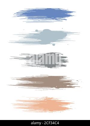 Earth Tone watercolor brush strokes isolated on white background. Texture brush lines set vector used as being an element in the decorative design. Stock Vector